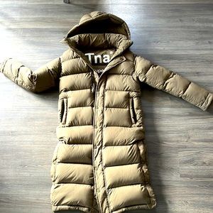 TNA tan super puff winter jacket